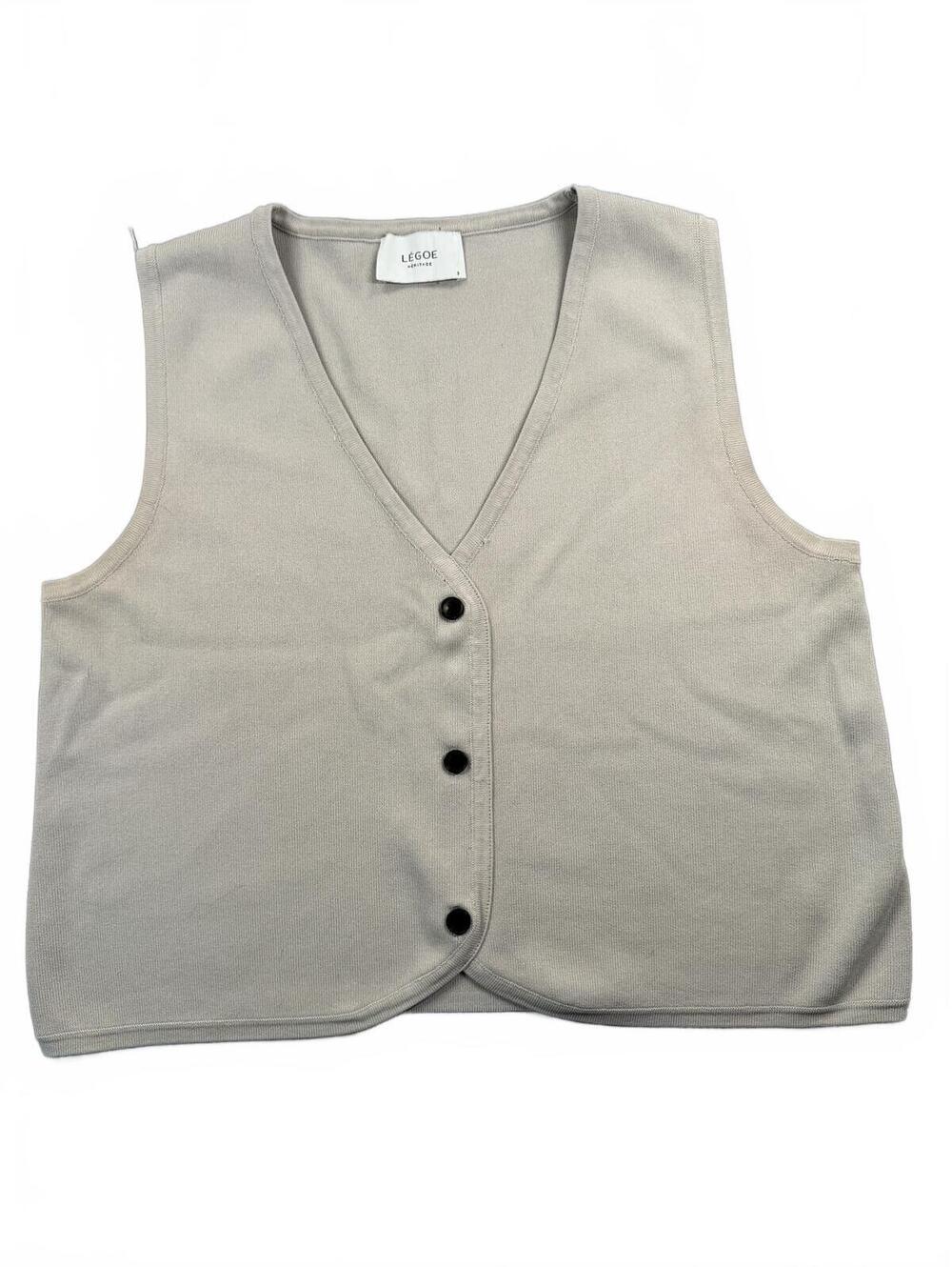 LEGOE Heritage Beige Sleeveless Button-Up Maternity Vest Size 3